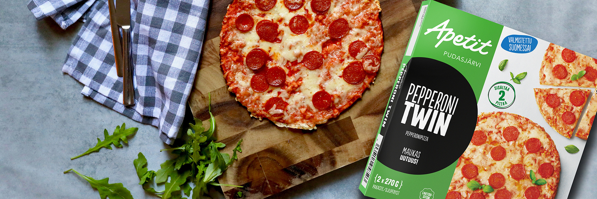 Apetit Twin -pizzasarja täydentyy Pepperonilla – uutuus kenties maailman pohjoisimmalta pizzatehtaalta