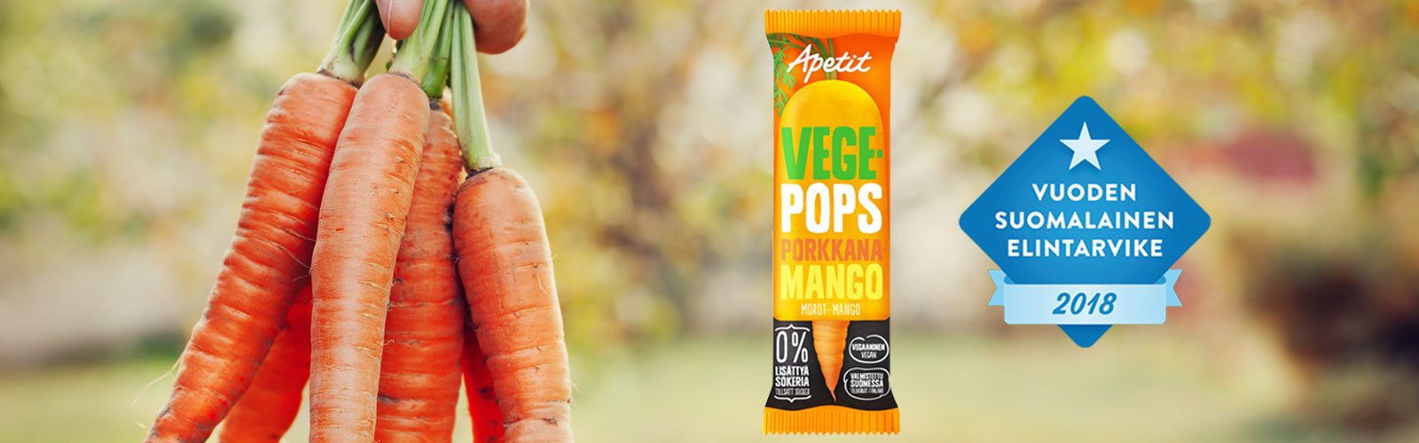 Apetit Vegepops Porkkana-mango on Vuoden Suomalainen Elintarvike 2018